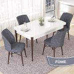 Canisa Nef Serisi 70x114 cm Açılabilir Mdf Beyaz Ceviz Ayak 4 Füme Sandalye Masa Takımı