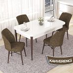 Canisa Nef Serisi 70x114 cm Açılabilir Mdf Beyaz Ceviz Ayak 4 Kahverengi Sandalye Masa Takımı