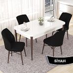 Canisa Nef Serisi 70x114 cm Açılabilir Mdf Beyaz Ceviz Ayak 4 Siyah Sandalye Masa Takımı