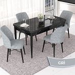 Canisa Nef Serisi 70x114 cm Açılabilir Mdf Siyah Mermer Desen 4 Gri Sandalye Masa Takımı