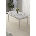 Canisa Nil Serisi Beyaz Mermer Desen 70x110 Sabit Yemek Masası Metal Ayak