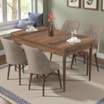 Canisa Radde Serisi 70X110 Sabit Barok Ahşap Desen Mutfak Masası Takımı 4 Cappucino Sandalye - Cappuccino