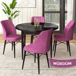 Canisa Ram Serisi 80x132 cm Açılabilir Barok Ahşap Desen 6 Sandalye Mürdüm Mutfak Masa Takımı