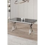 Canisa Rigel Serisi 80x130 cm Siyah Mermer Desen Krom Ayaklı Sabit Masa