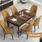 Canisa Rio Serisi 80x132 Açılabilir Mdf Barok Ahşap Desen Masa Takımı ve 6 Cappucino Sandalye