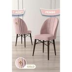 Canisa Ritim Serisi Ceviz Gürgen Ayaklı 1. Sınıf Babyface Kumaş Pembe Sandalye, Gold Halkalı, 96 cm Yükseklik