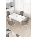 Canisa Taç Serisi Beyaz 80x132 cm Açılabilir 4 Sandalye Gold Halkalı Cappucino Mutfak Masa Takımı