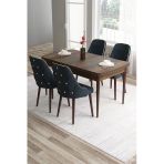 Canisa Tia Serisi, Barok Ahşap Desen 80X132 Açılabilir Mdf Mutfak Masası 4 Antrasit Sandalye Gold Detay