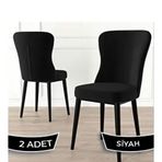 Canisa Tita Serisi 2 Adet Siyah 1. Sınıf Babyface Kumaş Metal Siyah Ayaklı Yemek Odası Sandalyesi