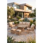 Canisa Tulipa Serisi 1.Sınıf 3+1+1 +2 Puf Cappucino Rattan, Cappucino Minder Bahçe Balkon Oturma Koltuk Takımı