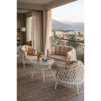 Canisa Viola Serisi 1. Sınıf 2+1+1 Beyaz Rattan Cappucino Minder Bahçe Balkon Oturma Koltuk Takımı
