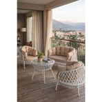 Canisa Viola Serisi 1. Sınıf 2+1+1 Beyaz Rattan Cappucino Minder Bahçe Balkon Oturma Koltuk Takımı