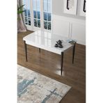 Canisa Zen Serisi 80x132 cm MDF Açılabilir Beyaz Üst Tabla Siyah Ayak Mutfak Masası