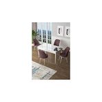 Canisa Zen Serisi Beyaz Masa MDF 80x132 cm Açılabilir 4 Sandalye Gül Kurusu Mutfak Masa Takımı