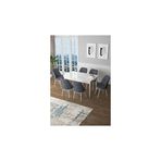 Canisa Zen Serisi Beyaz Masa MDF 80x132 CM Açılabilir 6 Sandalye Füme Mutfak Masa Takımı