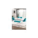Canisa Zen Serisi Beyaz Mermer Desen MDF 80x132 cm Açılabilir 4 Sandalye 1 Pera Bench Turkuaz Mutfak Masa Takımı