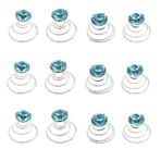 canjoyn 24 Adet Gelin Taşı Dönen Saç İğneleri Sarmal Saç Bükümleri Bobinler Düğün Spiral Bükümlü Saç Tokaları Parlak Yapay Elmas Kristal Twisters Metal Spiral Updo Balo (Açık Mavi)