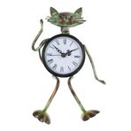 Cankypu Kedi Saati El Yapımı Vintage Metal Demir Kedi Figürü Sessiz Masa Saati Pratik Saat Bir AA Pil (dahil değildir)