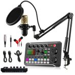 Cankypu Podcast Mikrofon Paketi, F998 Canlı Ses Kartı Kiti ile BM-800 Kondenser Mikrofon, PC Telefon Stüdyo Kaydı ve Yayıncılığı için Ses Değiştirici ve Mikser F998+altın mikrofon+Ayarlanabilir Kol