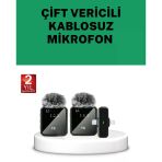 Canlı Yayın Ve Video Çekimleri İçin Çiftli Kablosuz Yaka Mikrofon Mir41828103