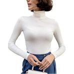Canli4Y High Neck Top Beyaz Uzun Kollu Balıkçı Yaka Kadın Kazak