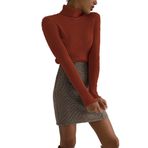 Canli4Y High Neck Top Karamel Uzun Kollu Balıkçı Yaka Kadın Kazak