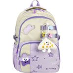 Canloor Waddell Lisanslı Lila Yıldız Desenli Günlük Sırt Çantası,peluş Oyuncak Hediyeli Okul Sırt Çantası - SIRT ÇANTASI - 36*17*46CM