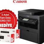 Canon İ-sensys Mf237w, Lazer Yazıcı, Tarayıcı, Fotokopi, Fax, Wifi, Lan + Orijinal 2 Adet Crg737 Ton