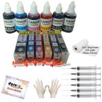 Canon Mg6340 Mg6350 Mg7150 Uyumlu Kolay Dolan Kartuş+6x50ml Mürekkep 6 Renk Dolu
