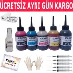 Canon Mp540 550 560 5X100ml Muadil Mürekkep Seti Duruınk 5 Renk Kartuş Dolum Mürekkebi