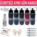 Canon Mp540 550 560 5X500ml Muadil Mürekkep Seti Duruınk 5 Renk Kartuş Dolum Mürekkebi