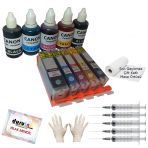Canon Mp620 Mp630 Mp640 Uyumlu Kolay Dolan Kartuş+5x50ml Mürekkep 5 Renk Dolu