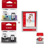 Canon PG-46 CL-56 Pixma E404/E414/E464/E484 Siyah-Renkli Kartuş Fotoğraf Paketi 9059B003