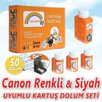 Canon Uyumlu Renkli ve Siyah Kartuş Dolum Seti