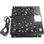 Canovate RAL9005 Termostatlı Siyah 4'lü Rack Kabinet Fan Modülü