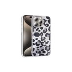 Canpay Apple iPhone 15 Pro Uyumlu Kılıf, Gri Leopar Desenli, Mat Dokulu, Sert TPU Kapak
