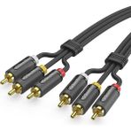 Canpay Bilgisayar, Televizyon ve Ses Sistemleri Için 3'lü Rca Jack Girişi ve Çıkışı 3 Metre Aux Ses Kablosu - Siyah