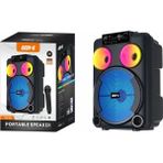 Canpay Mikrofonlu Rgb Işıklı Kablosuz Karaoke Hoparlör 8 Inç Stereo Bas, Taşınabilir Parti Ses Sistemi - Siyah