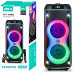 Canpay Mikrofonlu Rgb Işıklı Kablosuz Karaoke Hoparlör Çift 6.5 Inç Stereo Bass Dijital LED Parti Sistemi - Siyah