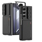 Canpay Samsung Galaxy Z Fold 4 Uyumlu Kılıf Suni Deri Sürgülü Kamera Korumalı Standlı Kartlık Bölmeli Kapak