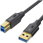 Canpay Tarayıcı, Yazıcı, Fotokopi, Fax Kablosu USB A 'dan USB B 'ye Çevirici Dönüştürücü (1.83 Metre) - Siyah