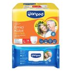 Canped Emici Külot Pants Hasta Yetişkin Bezi L, 14 Adet, Temizleme Havlusu 48 Yaprak, 2'li Set