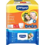Canped Emici Külot Pants Hasta Yetişkin Bezi L - Büyük - Large 14 Adet - Temizleme Havlusu (2Li Set)