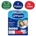 Canped Gece Büyük Eko Large/Night 4 Paket 56 Adet 100-150 cm Belbantlı Hasta Bezi