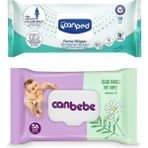 Canped Perine Bölgesi Temizleme Havlusu 50'li+Canbebe Islak Havlu 56'lı