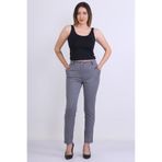 Canseven Fashion Kadın Yüksek Bel Kalem Kesim Kumaş Gri Pantolon