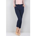 Canseven Fashion Kadın Yüksek Bel Kalem Kesim Paça Boyu Uzun Kumaş Lacivert Pantolon