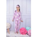 Cansın Mini 17088 Koyu Pembe Tavşanlı Puantiyeli Kız Çocuk Pijama Takımı