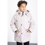 Cansın Mini Bej İçi Kürklü Çıkarılabilir Kapüşonlu Basic Erkek Çocuk Şişme Mont 21441
