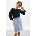 Cansın Mini Çiçek Nakışlı Bluzlu Kot Etekli Kız Çocuk Takım 17945 - 2 - 3 Yaş - Siyah